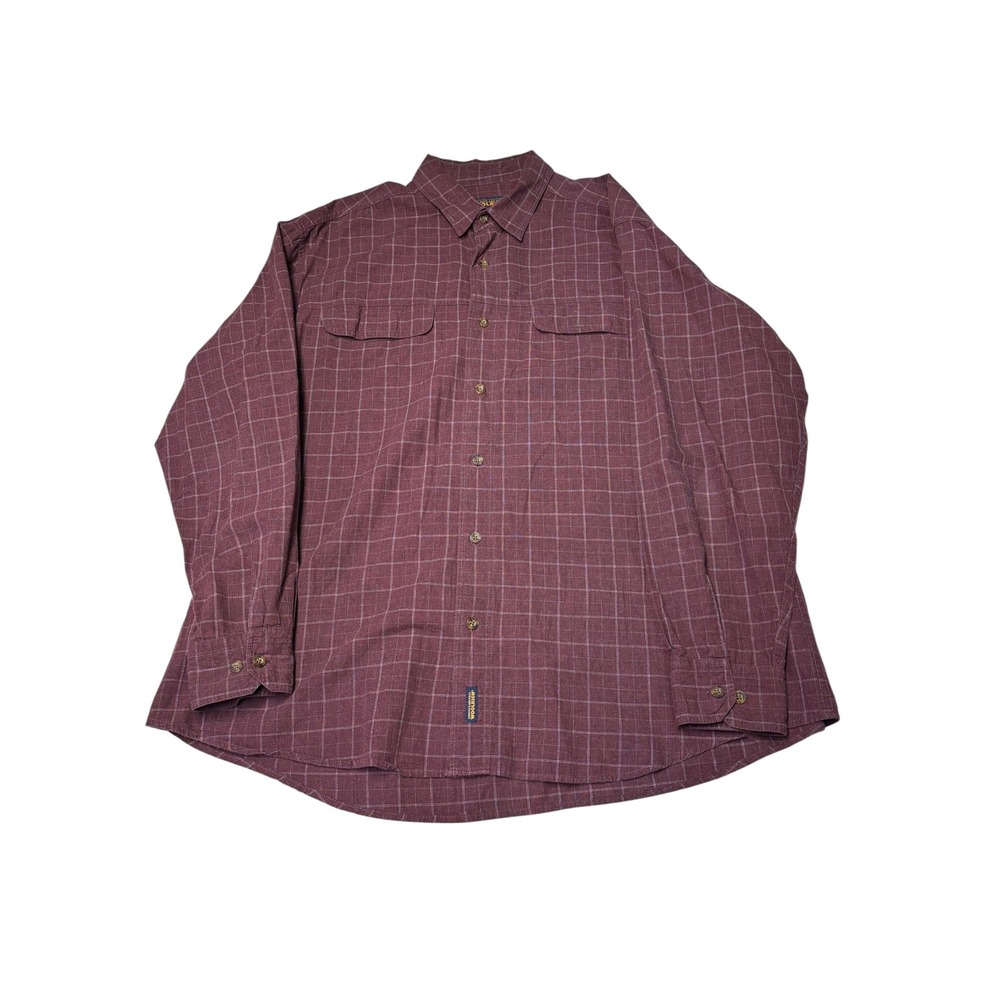 Vintage Woolrich Mens Burgundy Fancy Plaid Long Sleeve Button Down Shirt XL